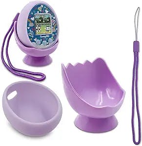 xcivi Silicon Case and Desktop Dock Cradle Holder Stand for On/Meets/Mitsu/m!x/4U/m.x Virtual Interactive Pet - Keep Your Tamagotchi Stand on Desktop (Purple)