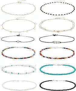 Wremily 4-12 Pieces Beaded Choker Necklaces Review: 2000s Style for the Mod