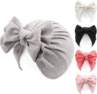 Peecabe Cotton Newborn Baby Girl's Hat Infant Bow Baby Beanie Hat for Girls Spring Summer 0-36 Months