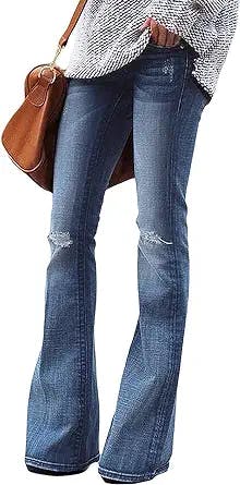 Flare Up Your Style With luvamia Women's Ripped Flare Bell Bottom Jeans Pan