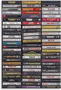 SEJAS Old 80's & 90's Hip Hop Tapes Poster Print Canvas Paintings Posters Prints Wall Art for Living Room Bathroom Bedroom Office Unframe 08x12inch(20x30cm)