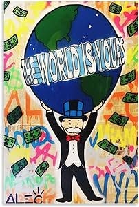 Monopolys Funny Cartoonand Money Poster Decorative Painting Canvas Wall Art Room Posters Office Decorations 08x12inch(20x30cm)