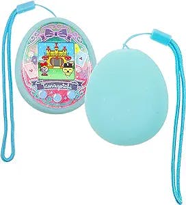 Xcivi Silicone Cover and Lanyard for Tamagotchi On/ Meets/ Mitsu/ m!x/4U/m.x Virtual Interactive Pet Game Machine, Updated Version Without Cat Ears (Blue)