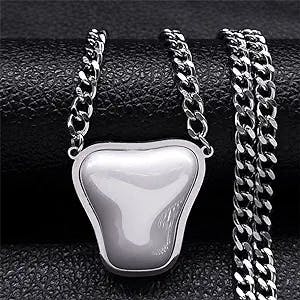 Aesthetic Abs Imitation Pearl Choker Necklace Female Stainless Steel Clavicle Neck Chain Vintage Necklace Y2K Jewelry Chain