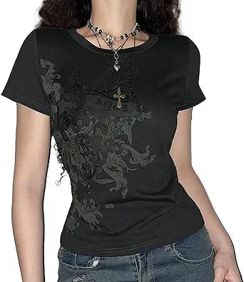 Vintage Classic Rock Graphic T Shirt Women Summer Round Neck Short Sleeve Cotton T Shirt Femme Casual Streetwear Y2K Top