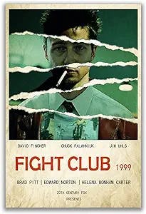 Fight Club American Psycho Poster 90s Wall Art Classic Movie Pictures Vintage Canvas Prints for Bedroom Wall Decor Unframed 16x24 inch
