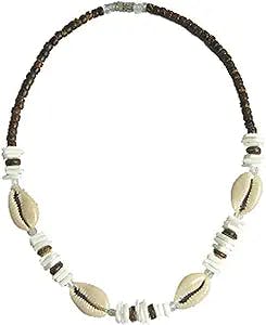 Native Treasure - 18" Cowrie Shell Puka Chips Brown Coco Bead Necklace