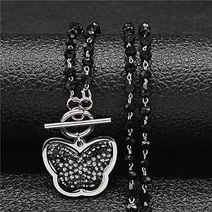 Black Crystal Stainless Steel Choker Necklace Women Necklaces Y2K Jewelry Collier Chaine
