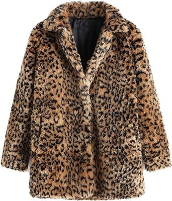 SweatyRocks Women Khaki Hooded Dolman Sleeve Faux Fur Cardigan Coat for Winter