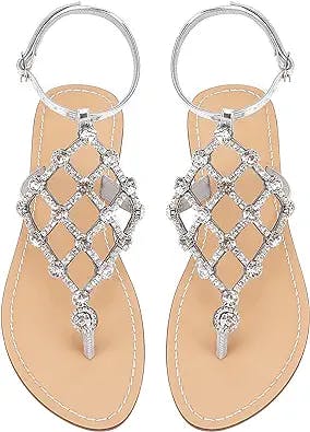 TIMES ASTRO Summer Women`s Beach Sandals Lady Shining Rhinestones Shoes Bohemia Diamond flip Flops Comfortable Boho Shoes