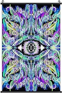 Vintage Psychedelic Trippy Colour Poster Wall Graffiti Scroll Art Painting Print Eye Hippie Wall Decor Bedroom Living Room Apartment Teen 16x24 in
