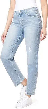 WallFlower Women's Fearless Curvy Straight Denim Super High-Rise Insta Vintage Juniors Jeans (Standard and Plus)