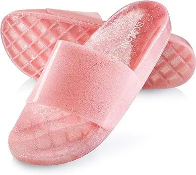 Roxoni Women's Summer Flip Flop Open Toe Jelly Glitter Slide Sandal Slippers