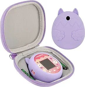 Qiteyz Portable Mini Toy Carrying Storage Case,Silicone Cover Case Compatible with Tamagotchi Pix Virtual Pet - 2 in 1(Case Only) (Purple)