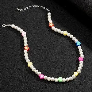Colorful, Colorful! Oyalma Y2K Heart/Stars Beads Short Choker Necklace is a