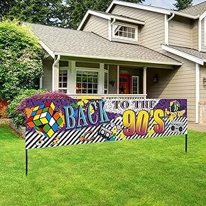 72.8 x 15.7 inches Sign Back to The 90s Theme Party Banner Decorations, Retro 90's Hip Hop Graffiti Backdrop Party Supplies, Throwback 90s Birthday Party Yard Sign Decor