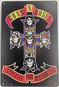 Tin Sign Bar Plaque | Metal Wall Decor Poster | Rock Band 80's 90's 8 x 12 in. | Classic Decorative Sign for Home Kitchen Bar Room Garage | Rock Music, Black