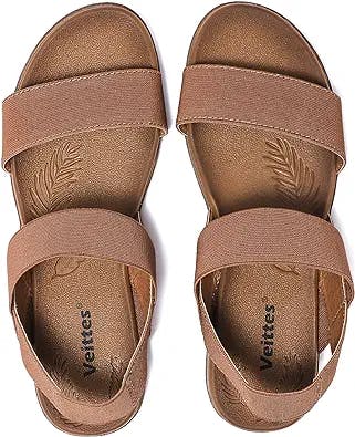 Veittes Women's Flat Sandals - Comfortable One Band Elastic Ankle Strap Sandals.