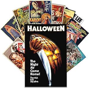 HK Studio Vintage Movie Posters Decal for Dorm, Movie Theater Decor - Horror Movie Poster for Room Aesthetic - Retro Room Decor - 8" x 12" Pack 12