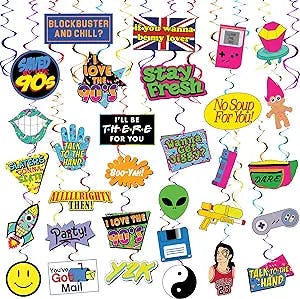 Let's Party Like It's 1999 with These 32 Piece 90s Party Hanging Swirls!