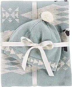 Pendleton Organic Cotton Knit Baby Blanket w/ Beanie, Sheep Dreams