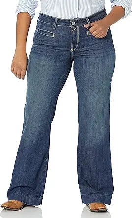ARIAT Women's Plus Size Trouser Mid Rise Stretch Lucy Wide Leg Jean