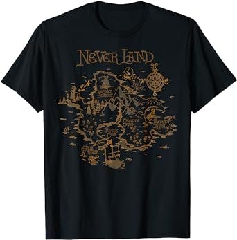 Never Grow Up with this Disney Peter Pan Never Land Map Graphic T-Shirt!