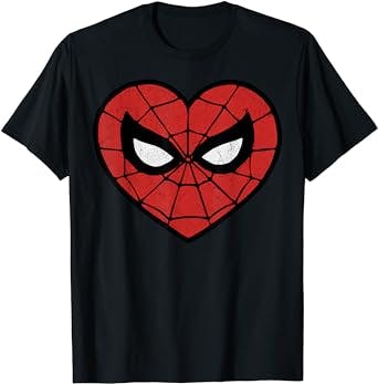 Swinging into Style: Marvel Spider-Man Face Mask Valentine's Heart Logo T-S