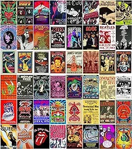 Houti 4×6" Vintage Album Cover Posters for Room Decor Aesthetic 80s 90s, Music Wall Collage Kit for Teens Bedroom, Cool Oldschool 70s Rock Bands Posters 50pcs