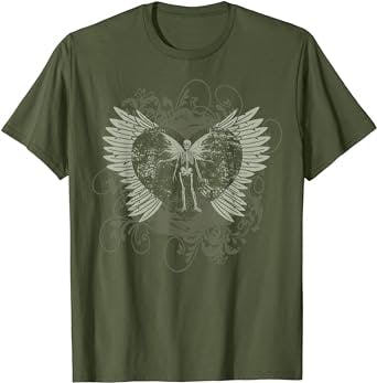 Aesthetic Y2k fairy wings skeleton alt grunge T-Shirt