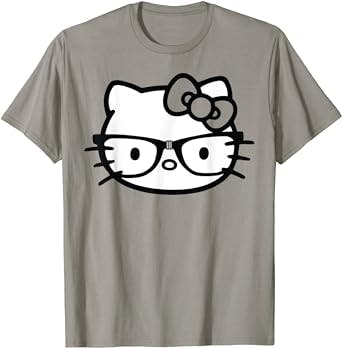 Hello Kitty Black and White Nerd Glasses Short Sleeve T-Shirt