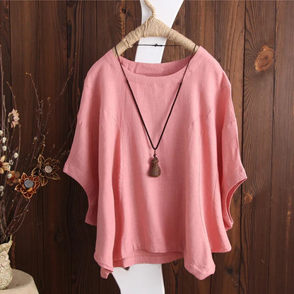 Vintage Cotton Linen Oversized Top – Loose Harajuku Y2K Casual Summer Tee for Women