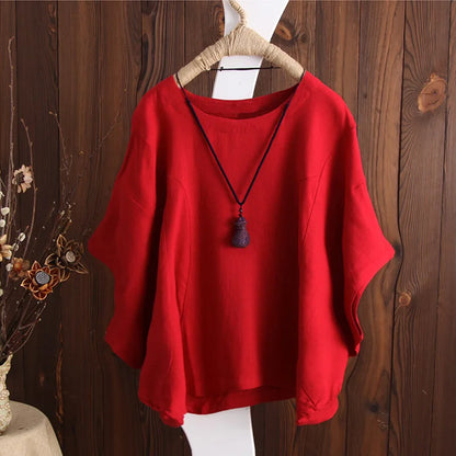 Vintage Cotton Linen Oversized Top – Loose Harajuku Y2K Casual Summer Tee for Women