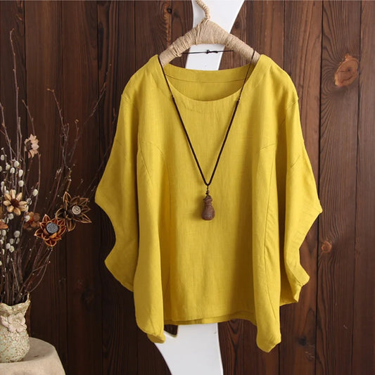 Vintage Cotton Linen Oversized Top – Loose Harajuku Y2K Casual Summer Tee for Women