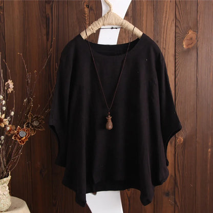 Vintage Cotton Linen Oversized Top – Loose Harajuku Y2K Casual Summer Tee for Women