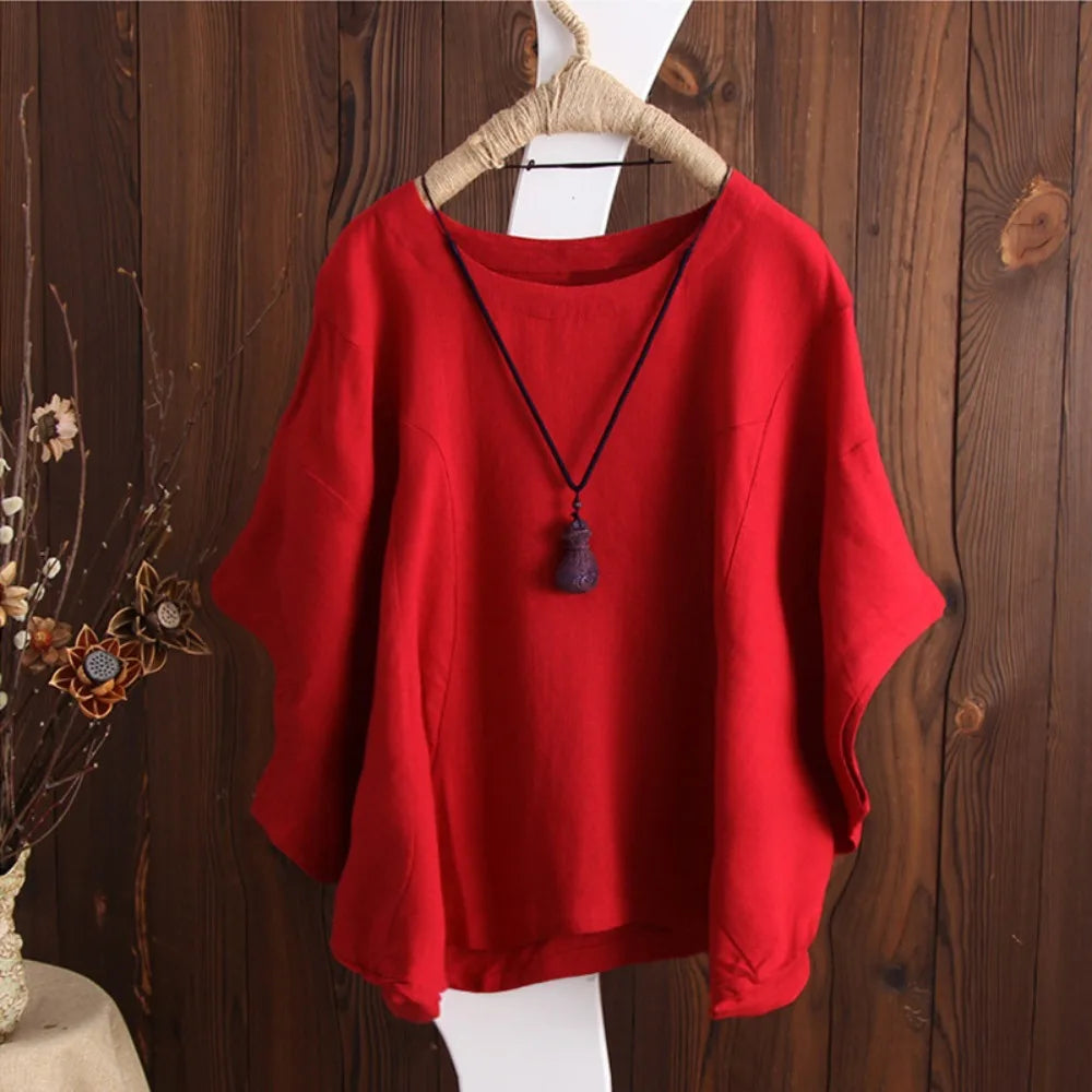 Vintage Cotton Linen Oversized Top – Loose Harajuku Y2K Casual Summer Tee for Women