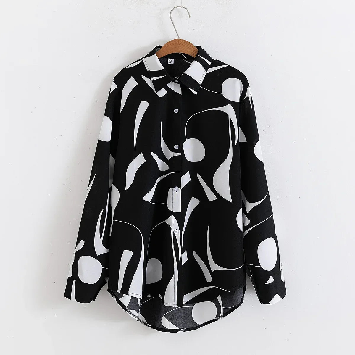 Vintage Leaf Print Blouse – Long Sleeve Button Down Casual Shirt for Women